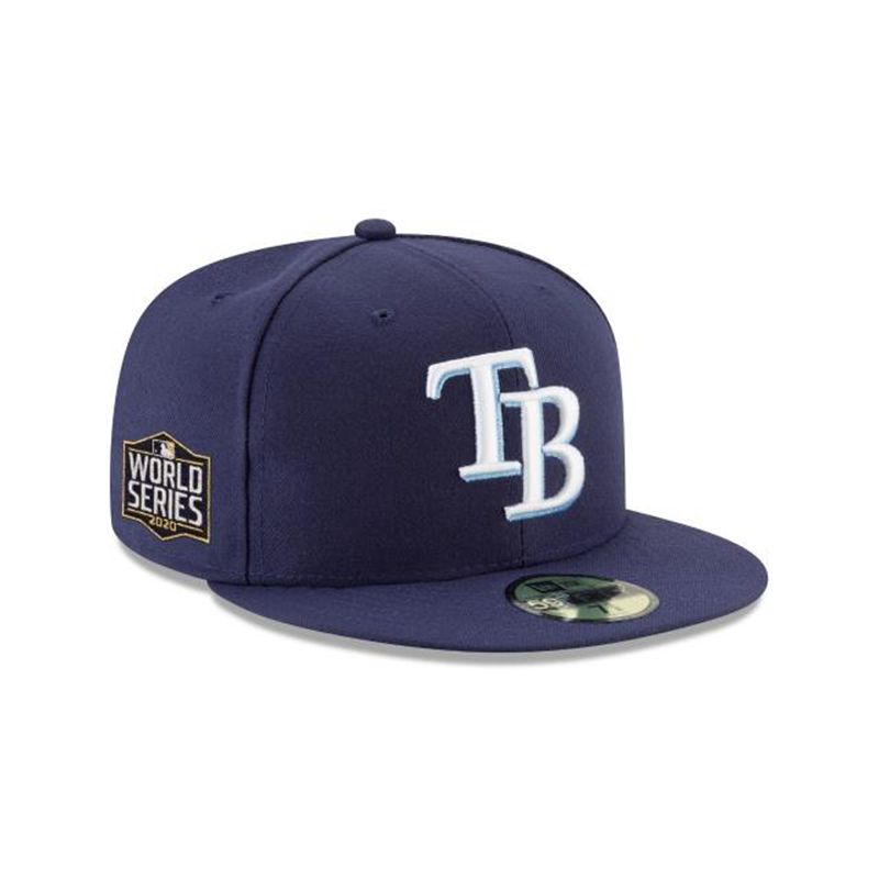 MLB Tampa Bay Rays World Series Side Patch 59Fifty Fitted (JXK7489) - Blue New Era Caps